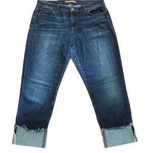 Joe’s Jeans size 32 cropped with cuff midrise , stretch great with boots